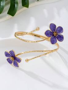 1 pièce Bracelet pour femme en forme de fleur à cinq pétales, bijou floral aux couleurs inégales - Forme de fleur - Voir 4