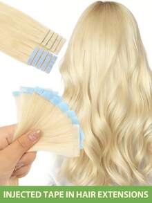Invisible Injected Tape-In Hair Extensions Remy Human Hair Natural Straight Light Beige Skin Weft Seamless Invisible Tape Ins For Fine Thin Hair Reusable Tangle Free 12-20 Inch 20pcs/Pack Natural Looking Long Hair Extensions For Women Daily Party Wedding Prom Formal Events - Multicolor - View 21
