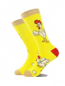 Bộ 1 đôi tất đôi hình vịt vàng nhỏ phiên bản AB cá nhân hóa, hình ảnh người nổi tiếng trên mạng vui nhộn, gà con dễ thương đang nở, nấm đeo kính râm, nhãn cầu bí ẩn, hình ghép nhiều màu sắc, tất thời trang dài đến bắp chân dành cho nữ, phù hợp cho mọi mùa, tất đa năng dành cho học sinh. - Nhiều màu - Xem 22