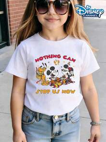 Disney Mickey Mouse Nothing Can Stop Us Now Cartoon Print Summer Tops, Graphic Tee, Perfect For Cute Girls. Teen Girl Gift,Tween Summer Clothes,Comfortable And Breathable Children's Short-Sleeved T-Shirt. Suitable For Both Boys And Girls.Suitable For Daily Wear, Vacations, Outdoor Activities, And As A Children's Gift. - trắng - Xem 2