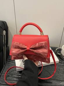 1个蝴蝶结装饰PU方形斜挎包，女士手提包，适合日常时尚搭配、外出、购物、派对，优雅女士通勤包，情人节理想礼物，舒适时尚，个性化礼物，2025年配饰，时尚风格适合各种场合，价格亲民，奢华体验，叛逆派对包，适合派对、婚礼、盛会、晚宴/宴会，优雅女士包 - 彩色 - 查看 14