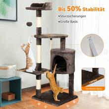 U'King 112cm Katzenklettergerüst ,Kleine und mittlere Katzenbaum,  Mehrschichtiger Katzenkratzbaum Stabiler Rahmen Nnd Bequeme Sitzstange Mit Katzenspielzeug Plüschbälle Katzenhaus  Zur Katzenkrallenpflege Freizeit Und Unterhaltung - Braun - Übersicht 9