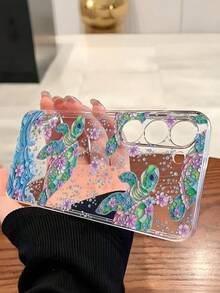 1个优雅花卉海龟波浪软壳手机壳，兼容华为荣耀、Galaxy A04e/12/A13/A14/A34/A50/A52/A53/A54/S21/S22/S23/S24/S25/S25Ultra/S25FE/S26/S26 Plus/S26 Ultra/S26 Edge、6A/7A/8A、12T/13T/15T/15T Pro，国际版 - 無色 - 查看 3