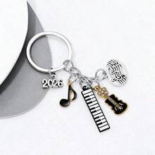 1 móc khóa hình micro, nốt nhạc, guitar, chữ cái đầu tên, móc khóa ngôi sao nhạc rock cá tính, món quà tuyệt vời, quà tặng chủ đề âm nhạc năm 2024. - Nhiều màu mới - Xem 3