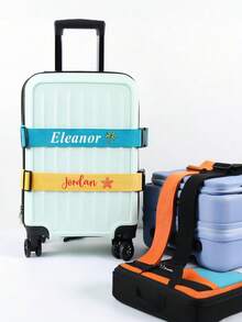 Personalized Name Pattern Luggage Strap, Bright Color Customized Suitcase Strap, Anti-Burst Packing Strap, Suitable For Checked Luggage, Unique Travel Gift For Couples, Family And Friends - Multicolor - View 7