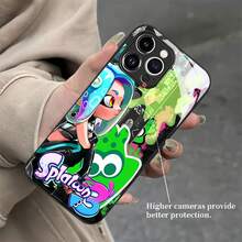 Funda para teléfono con estampado de salpicaduras de tinta de Splatoon, compatible con fundas para teléfonos Samsung iPhone 17, iPhone 16 Pro Max, iPhone 15 Pro Max, iPhone 13 y iPhone 12. Proporciona protección contra golpes y caídas. Un gran regalo para familiares, amigos, seres queridos, novios/novias y para gamers. - Negro - Ver 5