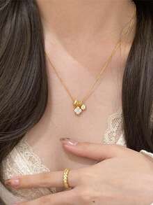 1 chiếc vòng cổ hình cỏ bốn lá nhiều vòng, thiết kế độc đáo, phong cách cổ điển thanh lịch, phù hợp để đeo hàng ngày, đi làm, hẹn hò, dự tiệc, làm quà tặng ngày lễ cho phụ nữ. - Vàng - Xem 4