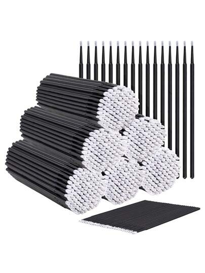 500 Pcs Micro Applicator Brush, Micro Swabs, Disposable Eye Lashes Mascara Wands For Eyelash Extension(Black)