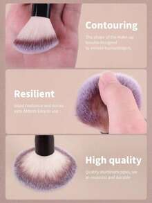 Professional Dual-Ended Face Makeup Brushes, Powder Blush Brush, Cosmetic Tools, Soft Fibers, Easy To Carry, Travel Brushes - Black - View 5