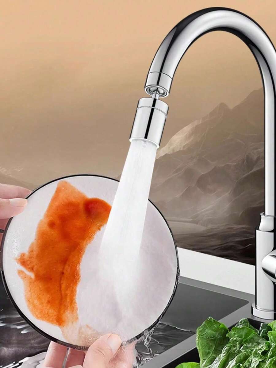 Kitchen Bathroom Faucet, 360-Degree Swivel Spray Nozzle, Water Mode Extension, Foam Device, Rotatable Extension, Plastic & Copper Alloy, Universal Thread, No Battery Required, Compatible With Standard Pipes