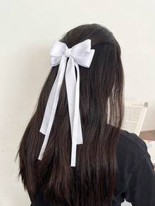 1 chiếc kẹp tóc nơ hồng dệt dành cho nữ, thích hợp sử dụng hàng ngày và trong các dịp cưới hỏi, phụ kiện tóc. - Hồng - Xem 4