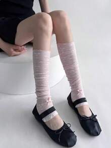 1 Paar dünne Spitzen-Mesh Blumen Beinwärmer, zarte Mesh-Textur mit exquisitem Blumenmuster, gerafftes Design für lässigen Stil, gezackter Saum für jugendlichen Look. Geeignet für Mary Jane Schuhe, Ballettschuhe, ideal für Frühlings-/Herbstoutfits, perfekt für den Arbeitsweg, Dates und lässige Anlässe - Verschiedenfarbig - Übersicht 4