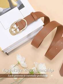 几何扣腰带，不对称金色扣环，百搭腰带，适合搭配裤子和裙子 - 彩色 - 查看 5