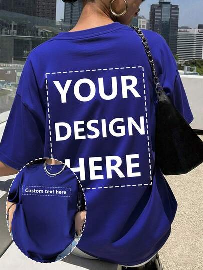 Áo thun nữ tùy chỉnh - Thêm văn bản và ảnh của bạn (Dạng ngang/Huy hiệu/Cặp đôi/Gia đình/Selfie/Thú cưng), in hai mặt/Tùy chỉnh phông chữ và màu sắc, Thích hợp cho du lịch mùa hè, quà tặng bạn gái, áo thun nữ.