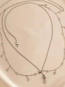 1 chiếc khuyên rốn và dây đeo eo đính đá Zirconia lấp lánh, gợi cảm, thích hợp cho đi biển, kỳ nghỉ và lễ hội. - Bạc - Xem 2