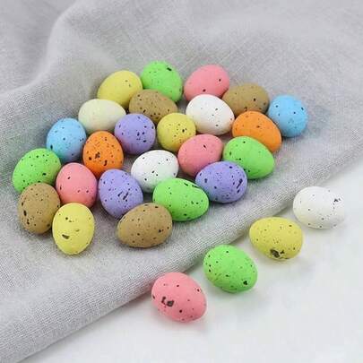 (100 chiếc/túi) Trứng Phục Sinh mini nhiều màu sắc, trứng xốp giả, đồ trang trí lễ hội, đồ trang trí nhà cửa, vật liệu thủ công mỹ nghệ