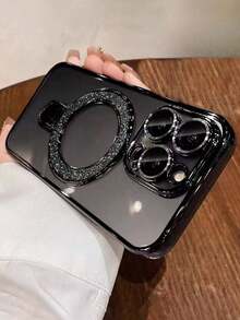 1 件透明电镀防震硅胶手机壳，带闪光滑动支架/保护性手机壳，TPU 材质，兼容 15 Pro Max、16 Pro Max、16 Pro、17、17 Pro、17 Pro Max、11、12、13、14 Pro Max、14 Pro、13 Pro Max、 16、16e、S24、S24 Ultra、S25、S25 Ultra，支持无线充电 - 黑色 - 查看 3