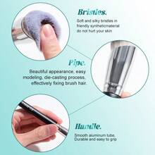 Juego de 3 brochas de maquillaje de alta calidad y precisión de BS-MALL con 5 esponjas de maquillaje, herramientas de maquillaje portátiles - Negro - Ver 5