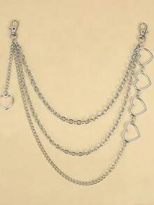 1pc Multi-Layer Metal Heart Shaped Waist Chain - Silver - View 2