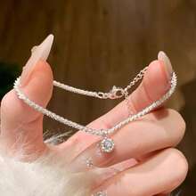 Vòng tay thời trang lấp lánh đính kim cương hình ngôi sao tinh tế bằng bạc Sterling mạ vàng Y2K dành cho nữ, thiết kế cổ điển Pháp độc đáo, quà tặng ý nghĩa. - Vòng tay bện 1 carat - Xem 10