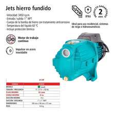 Bomba eléctrica tipo jet ¾ HP - Azul - Ver 8