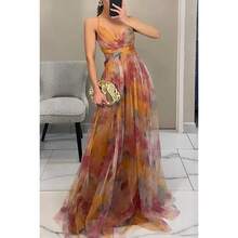 Women Long Dresses - Orange - View 9