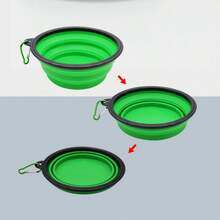 Foldable Portable Silicone Dog Feeding Bowl 2 In 1 Pet Food Dispenser, Outdoor Travel Dog Cat Hanging Bottle Food Water Container - 1L - View 3