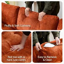 Advwin Oversized Modular Sectional Sofa, 5/6/7/8 Seat Plush Chenille Couch With Storage Ottoman & Thick Cushions, Modern Comfy Convertible L Shaped Sleeper Sofa Bed For Living Room - 亮橙色 - 查看 7