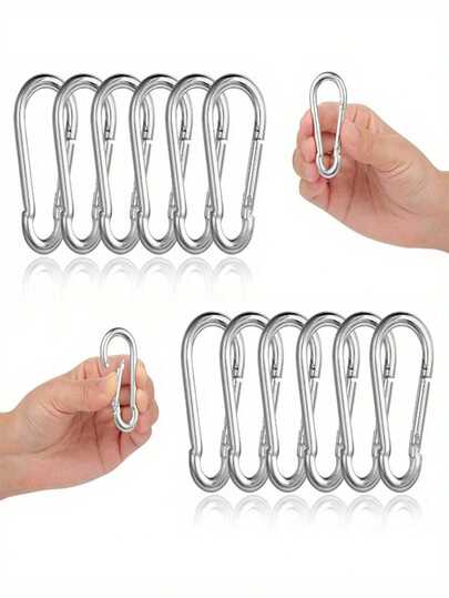 5/2pcs Stainless Steel D-Ring Buckle, Zinc Plated Anti-Rust, Suitable For Various Scenarios; Spring Hooks/Key Chain Hooks/Chain Connectors/Rope Connectors; Applicable For Camping, Fishing, Hiking, Cycling, Backpack Key Chains, Water Bottle Clips, Tent Rope Fixation, Luggage Tags, Durable Bird Cages, Flower Pots And Outdoor Equipment Connections; Hook And Loop Hook Accessories; Valentine's Day, Thanksgiving, Christmas And New Year Gifts