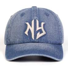 1pc Women's NY Letter Embroidered Washed Denim Baseball Cap, Street Fashion Casual Hat For Spring/Autumn Outdoor, Travel, Beach,Summer,Holiday,Festival - Multicolor - View 6