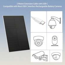 Chargeur de panneau solaire 8W convenant pour les caméras de , chargeur solaire, caméras à batterie rechargeable 5V d'extérieur, panneau solaire USB, petit panneau solaire, taux de conversion élevé, port de charge USB Type-C, installation facile, applicable pour les caméras Ring, les sonnettes, les lumières et les appareils de surveillance avec batteries rechargeables, câble réglable à 360 degrés de 6,5 pieds, puissance de sortie 8W, 1 set - Petit - Voir 7