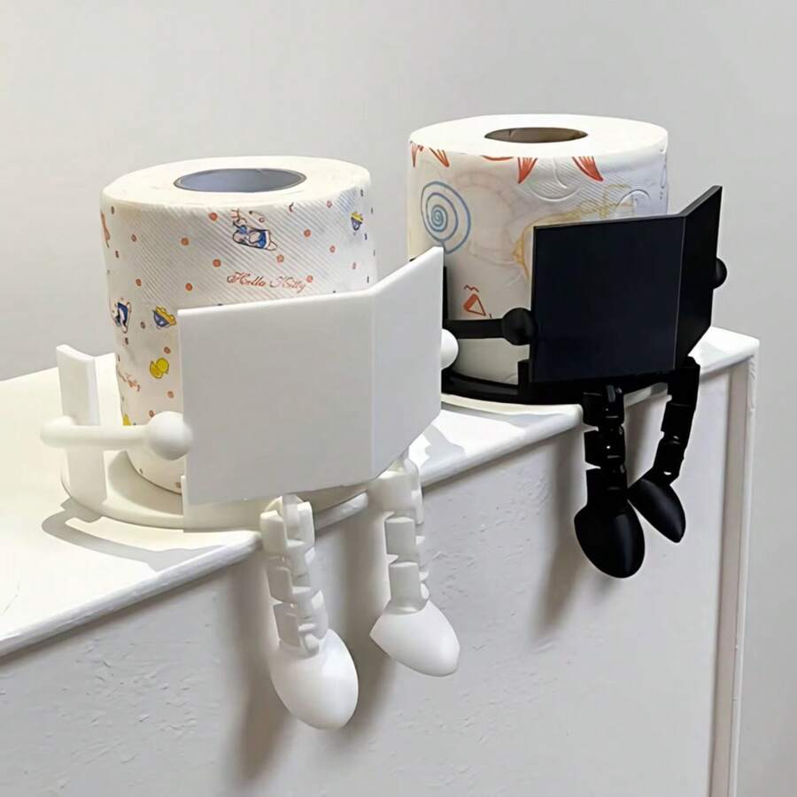 1个创意人形厕纸架，独特的报纸阅读厕纸架 - 采用3D打印技术制作，适用于厕纸收纳、家居装饰和桌面整理。适用于浴室、卧室和客厅的收纳装饰。是节日装饰和乔迁/招待礼物的理想之选，现代简约风格（趣味厕纸架/浴室装饰/男士独特礼物/简约家居/搞怪礼物/创意家居装饰）