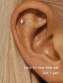 Set de 1/3 piezas de pendientes mini elegantes y de moda, pendientes de clip decorados con zirconia en forma de estrella, adecuados para festivales, vacaciones, fiestas, citas, regalos y uso diario - Multicolor - Ver 17