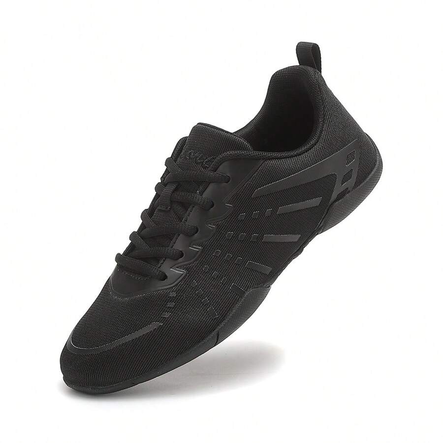 Solid Color Mesh Lace-Up Cheerleading Shoes For Women, Aerobics Training Shoes, Dance Fitness Shoes, Casual Sports Shoes - Black - View 1