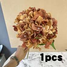 1 pieza Flor de Hortensia Faux Realista, Material de Alta Calidad Tipo Seda, Adecuado para Ramos de Boda DIY, Fiestas, Decoración del Hogar, Cocina, Jardín, Hotel, Oficina, Festividades de Primavera (Día de San Valentín, Día de la Madre), Decoraciones de Vuelta a Clases, Coronas DIY, Regalos - Café integral - Ver 11