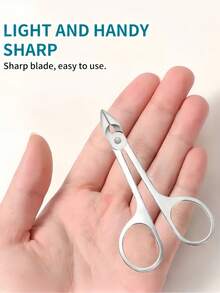 1pc Silver Cuticle Nipper, Stainless Steel Precise Nail And Cuticle Trimmer, Compact And Portable Nail Care Tool For Trimming Hangnails, Calluses And Cuticles - Silver - View 3