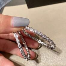 时尚C形锆石耳环，适合女性展现独特设计，是奢华婚礼派对珠宝的理想之选。 - 銀色 - 查看 11