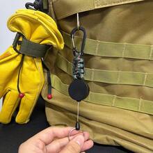 1pc Retractable Carabiner Keychain, Heavy Duty Nylon Rope Anti-Lost ID Card Holder Clip, Suitable For Outdoor Camping And Hiking - Multicolor - View 3
