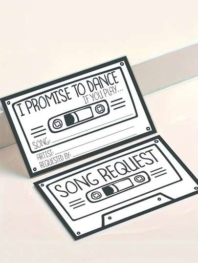 50pcs Retro Music Request Cards - Designed In A Vintage Cassette Tape Style. These Cards Are Perfect For Requesting Wedding Songs, Dance Numbers, And Music Suggestions, Ideal For Wedding Ceremonies, Retro-Themed Parties, Concerts, Graduation Celebrations, Mother's Day Events, And Various Other Themed Gatherings.