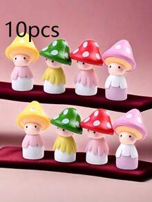 2pcs/10pcs Random Mushroom Fairy Doll, Fairy Garden Decor, Creative Cartoon Figurine, Resin Miniature Mushroom Statue, Suitable For Cake, Dollhouse, Garden Decor, DIY Accessories - Mushroom - View 12