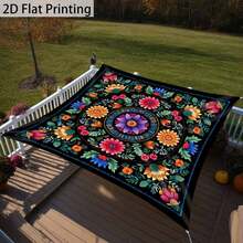 1 Piece Mandala Canopy Sunshade Tent, Suitable For Beach Camping, Lightweight And Portable Outdoor Floral Sunshade, Suitable For Garden Picnics, Backyard Parties (Excluding Stand), 2D Flat Model (Excluding Ropes) - 1PC - 查看 4