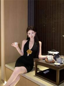Women Short Dresses - Black - View 5