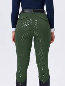 ROYALS MATTINI Solid Color Women's Riding Breeches - High Waist Slim Fit Equestrian Pants, Classic Versatile, Professional Equestrian Training Pants (No Belt) Sports - Dark Green - View 4