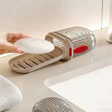 Portable Travel Soap Dish With Sealed Drain And Leak-Proof Lid - Cinza transparente - Xem 6