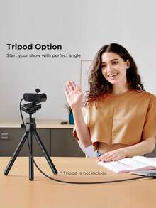 2K高清美颜直播摄像头，USB即插即用，内置麦克风，适用于电脑、笔记本电脑、在线课程和会议。 - 黑色 - 查看 6