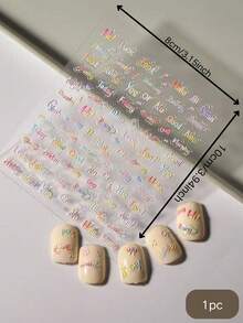 1片3D立体彩色英文字母美甲贴纸，多巴胺周及情绪字母美甲贴花，防水DIY美甲装饰 - 彩色 - 查看 5