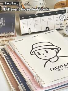 120页 TACOTACO 活页笔记本，柔软PP封面，可拆卸螺旋装订环，4种款式可选，书写舒适，B5尺寸复古风格横线日记本 - 活頁本 - 查看 1