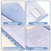 24Pcs A4 Plastic Wallets | Expandable Punched Pockets, Popper Closure & Label Pocket, For School Office Home Travel - 套裝 - 查看 3