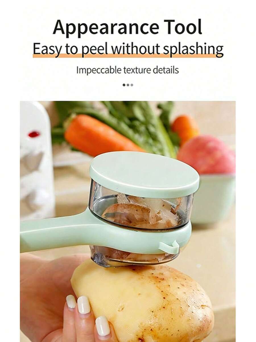 1个PP+不锈钢削皮器，带储物盒，易于清洗，适用于土豆、苹果等蔬菜水果削皮。