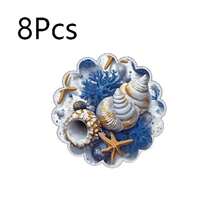 Khăn trải bàn tròn họa tiết vỏ sò và sao biển ven biển, tươi mới và thanh lịch với cảm giác kỳ nghỉ biển, có sẵn trong các gói 1 chiếc, 2 chiếc, 4 chiếc, 6 chiếc, 8 chiếc và 300 chiếc, kích thước 14,17*14,17 inch (36*36 cm). - Nhiều màu - Xem 13